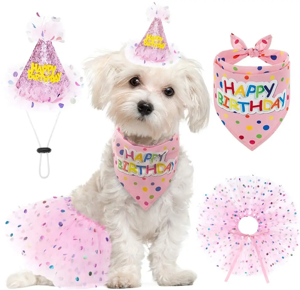 Dog Birthday Bandana with Hat and Dress Girl Set, Puppy Birthday Party Supplies, Cute Pink Tutu Skirt Outfit for Small Medium
Dog Birthday Bandana with Hat and Dress Girl Set, Puppy Birthday Party Supplies, Cute Pink Tutu Skirt Outfit for Small Medium