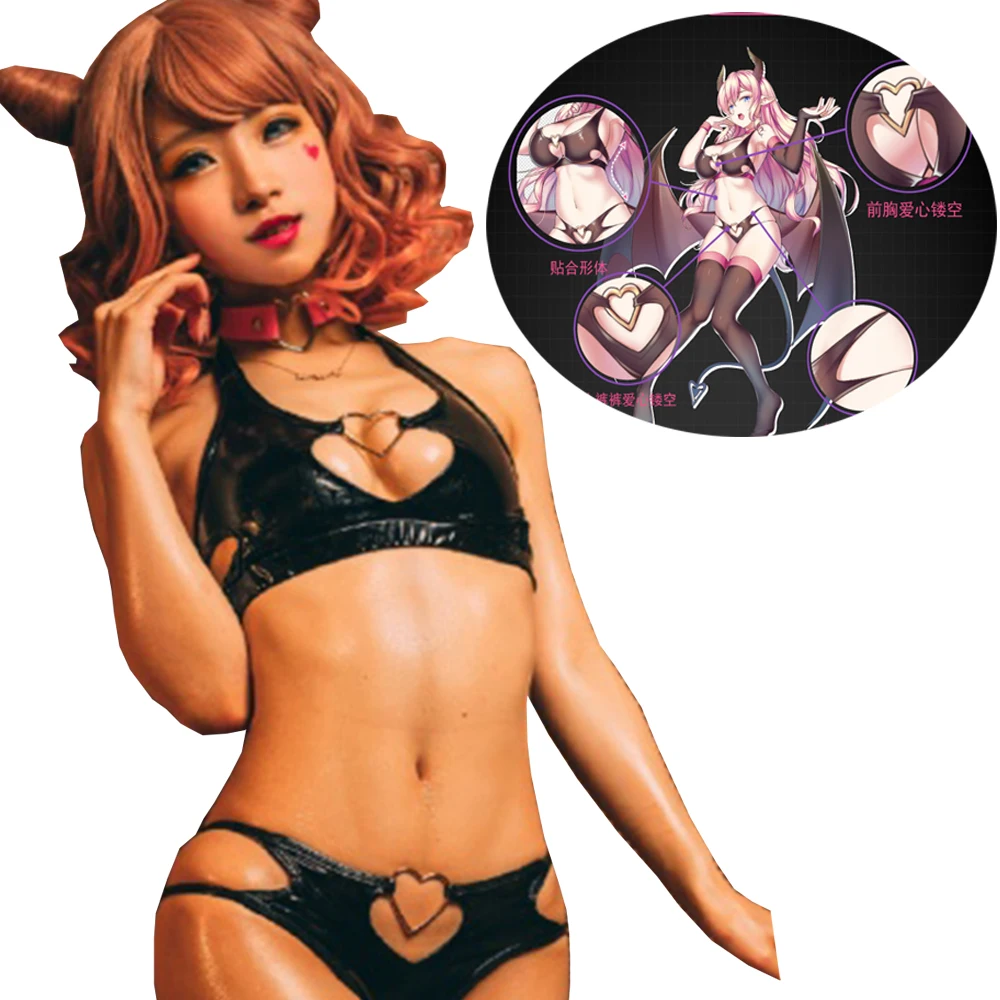 High Quality Cos Charm Night Little Devil Private Patent Shiny Leather Swimsuit Swimwear Game Black Bikini Sexy Costume
High Quality Cos Charm Night Little Devil Private Patent Shiny Leather Swimsuit Swimwear Game Black Bikini Sexy Costume