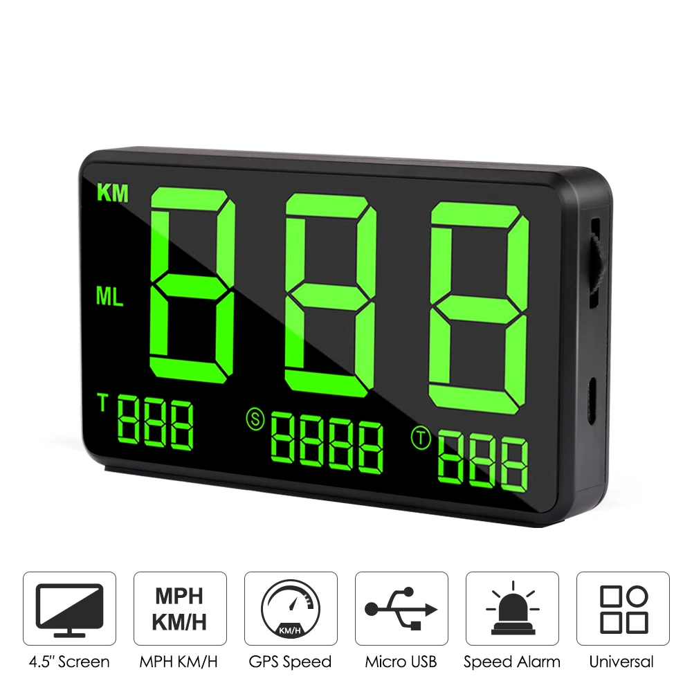 Car GPS Speedometer HUD Display Automatic Record Mileage 4.5 Inch Headup Display Overspeed Alarm Plug and Play Adjust Brightnes
Car GPS Speedometer HUD Display Automatic Record Mileage 4.5 Inch Headup Display Overspeed Alarm Plug and Play Adjust Brightnes
