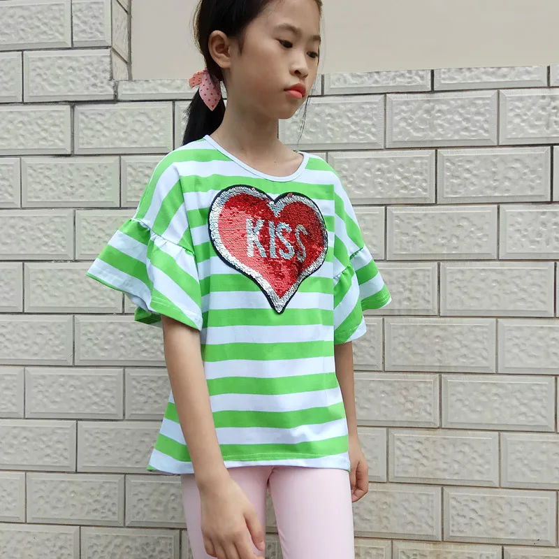 Girls T-shirts Tops summer girl cotton striped Tees casual Kids Tshirts Children Clothes Colorful Sequins
Girls T-shirts Tops summer girl cotton striped Tees casual Kids Tshirts Children Clothes Colorful Sequins