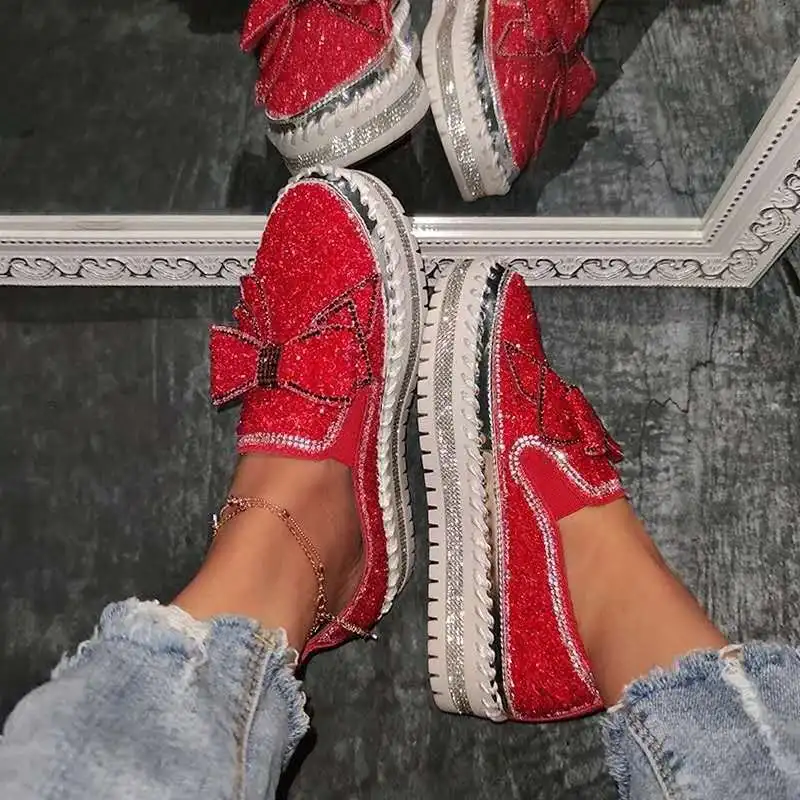 Aphixta Bling Butterfly-knot Flats Women Leather Loafers Wine Red Shoes Crystal Sequined Bow-knot 3cm Platform Casual Moccasins
Aphixta Bling Butterfly-knot Flats Women Leather Loafers Wine Red Shoes Crystal Sequined Bow-knot 3cm Platform Casual Moccasins
