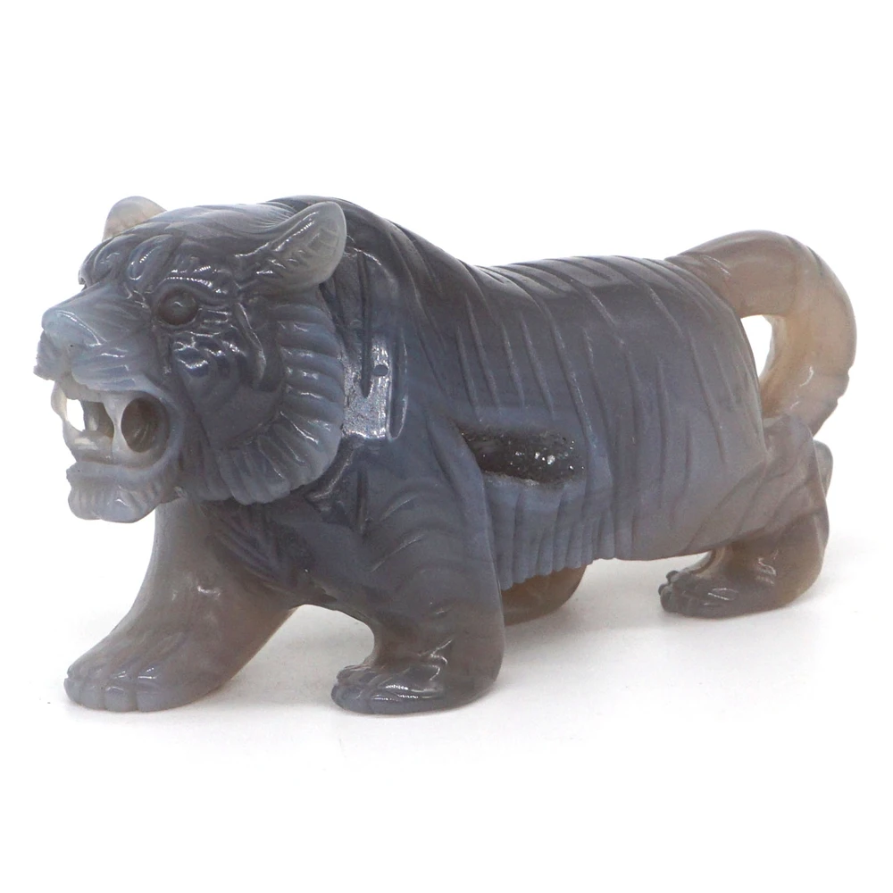 3.9" Tiger Statue Natural Gemstone Gray Agate Geode Crystal Carved Reiki Healing Stone Animal Figurine Craft Home Decoration #3
3.9" Tiger Statue Natural Gemstone Gray Agate Geode Crystal Carved Reiki Healing Stone Animal Figurine Craft Home Decoration #3