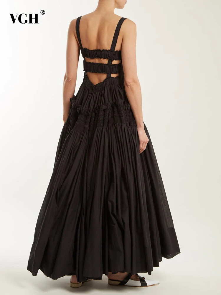 VGH Elegant Ruffle Dress For Women Spaghetti Strap Hollow Out Backless High Waist Puff Dresses Female 2022 Spring Clothing New
VGH Elegant Ruffle Dress For Women Spaghetti Strap Hollow Out Backless High Waist Puff Dresses Female 2022 Spring Clothing New