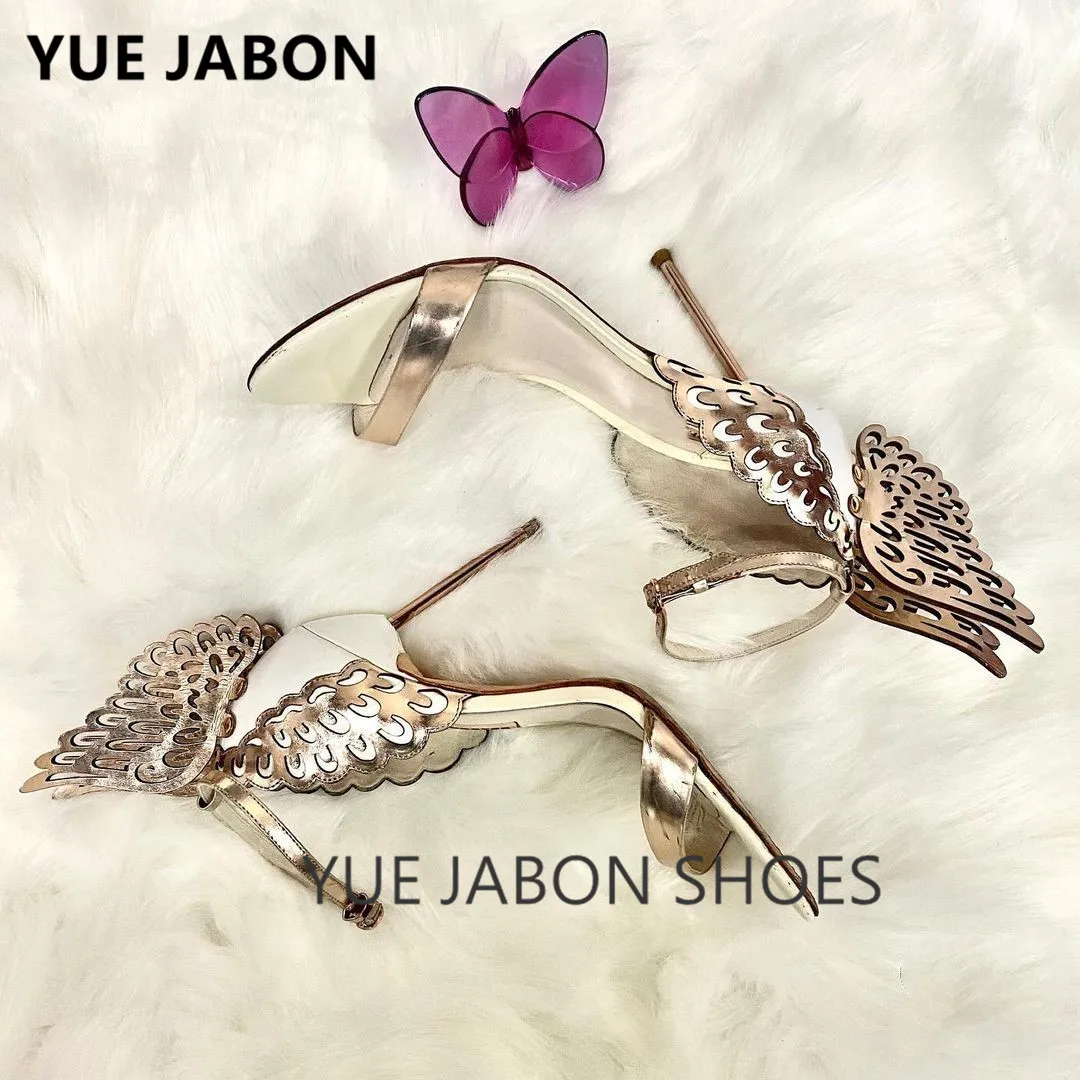 YUE JABON Colorful metallic embroidered leather sandals angel wings pumps party dress shoes butterfly ankle wrap high heels
YUE JABON Colorful metallic embroidered leather sandals angel wings pumps party dress shoes butterfly ankle wrap high heels