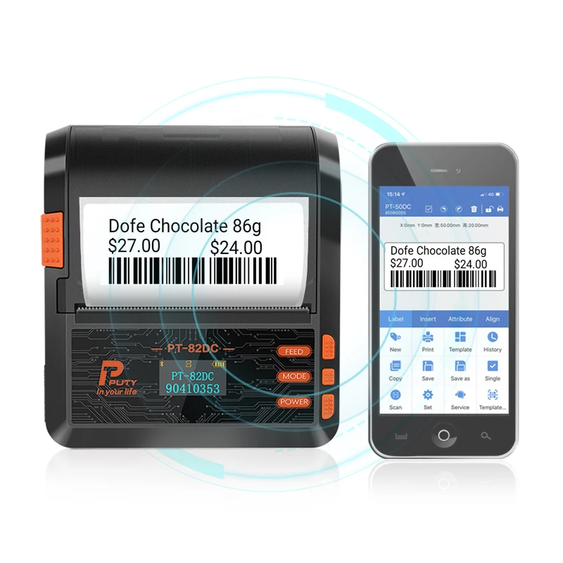 PT-82DC Mini Bluetooth Thermal Printer Wireless Receipt Machine Windows Android iOS for power cable tag, Jewelry price tag
PT-82DC Mini Bluetooth Thermal Printer Wireless Receipt Machine Windows Android iOS for power cable tag, Jewelry price tag