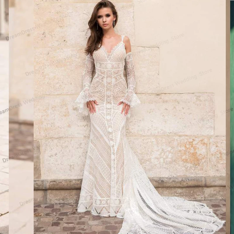LSYX Customized Wedding Dress Long Sleeve Boho Beach Bride Dresses Mermaid Robe De Mariee Vintage Lace Princess Wedding Dresses
LSYX Customized Wedding Dress Long Sleeve Boho Beach Bride Dresses Mermaid Robe De Mariee Vintage Lace Princess Wedding Dresses