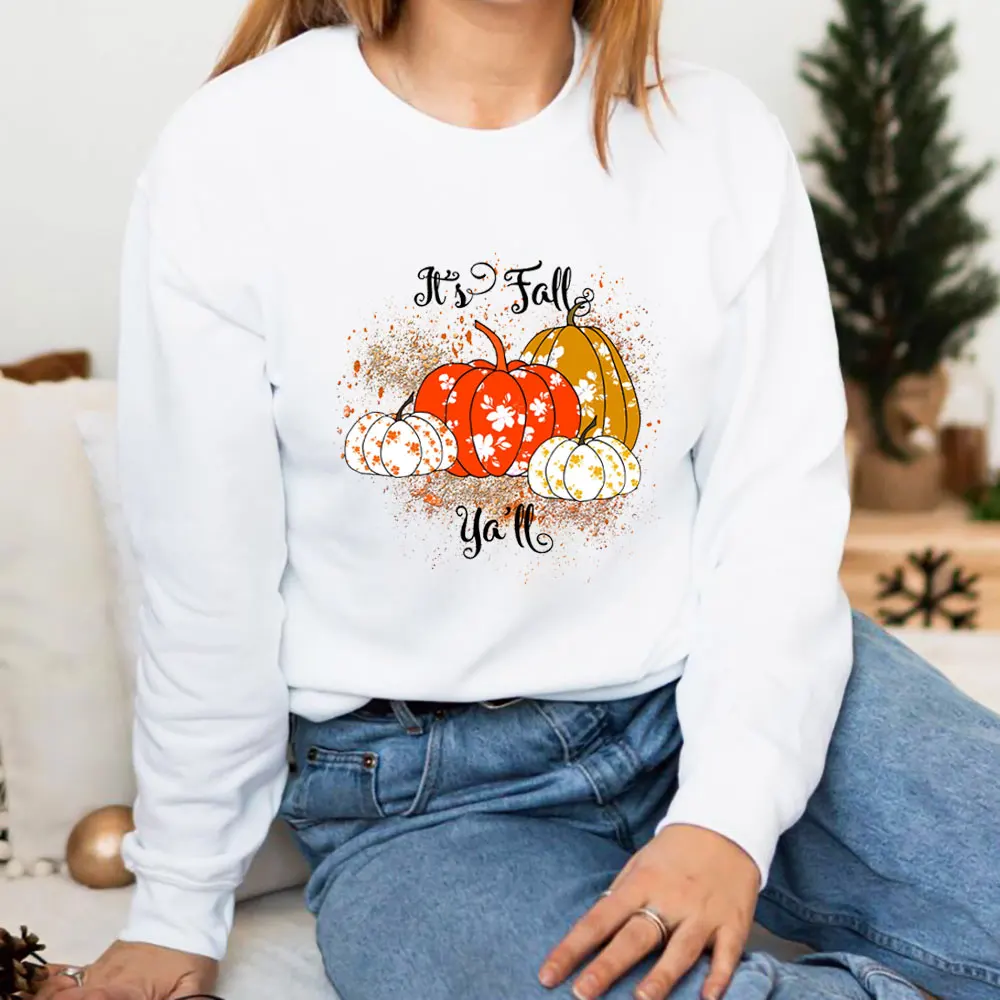 It Is Fall Colorful Pumpkins Graphic Print 100%Cotton Women Sweatshirt Unisex Casual Autumn Winter Long Sleeve Top Fall Gift
It Is Fall Colorful Pumpkins Graphic Print 100%Cotton Women Sweatshirt Unisex Casual Autumn Winter Long Sleeve Top Fall Gift