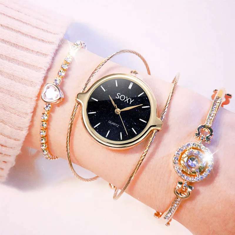 New Steel Wire Bracelet Watch Sets Woman Starry Sky Simple Ladies Wristwatch 3PCS Luxury Female Watches Quartz Clock reloj mujer
New Steel Wire Bracelet Watch Sets Woman Starry Sky Simple Ladies Wristwatch 3PCS Luxury Female Watches Quartz Clock reloj mujer