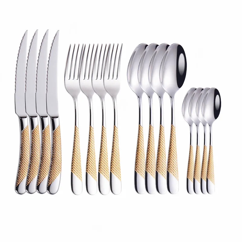 Kitchen Golden Cutlery Set 18/10 Stainless Steel Cutlery Set 16 Pieces Fork Spoons Knives Dinnerware Set Gold Dropshipping
Kitchen Golden Cutlery Set 18/10 Stainless Steel Cutlery Set 16 Pieces Fork Spoons Knives Dinnerware Set Gold Dropshipping