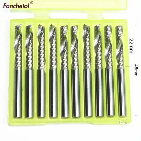 4mm*22mm-10pcs,CNC machine solid carbide end mill,woodworking milling cutter,1 Flute end mill,PVC,MDF,acrylic,wood tool