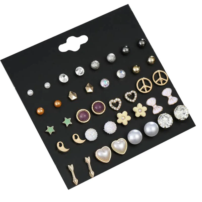 Korean Version of 20 Pairs of Fashion Pearl Petal Crystal Earrings Set Women Butterfly Peace Symbol Earrings Jewelry Wholesale
Korean Version of 20 Pairs of Fashion Pearl Petal Crystal Earrings Set Women Butterfly Peace Symbol Earrings Jewelry Wholesale