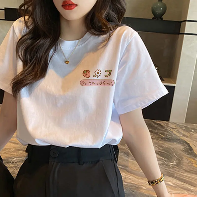 White T Shirt Short Sleeve Clothes Loose Korean Aesthetic Women's T-shirt Summer Pulovers Tops Graphic Fashion Cotton Casual
White T Shirt Short Sleeve Clothes Loose Korean Aesthetic Women's T-shirt Summer Pulovers Tops Graphic Fashion Cotton Casual