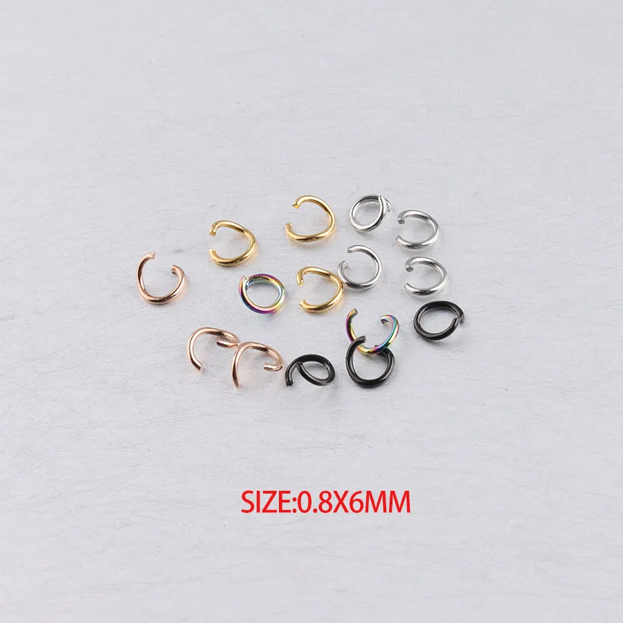 100pcs/lot 0.8*6mm 5 color stainless steel jump rings DIY accessories for bracelet/necklace/keychain jewelry making
100pcs/lot 0.8*6mm 5 color stainless steel jump rings DIY accessories for bracelet/necklace/keychain jewelry making