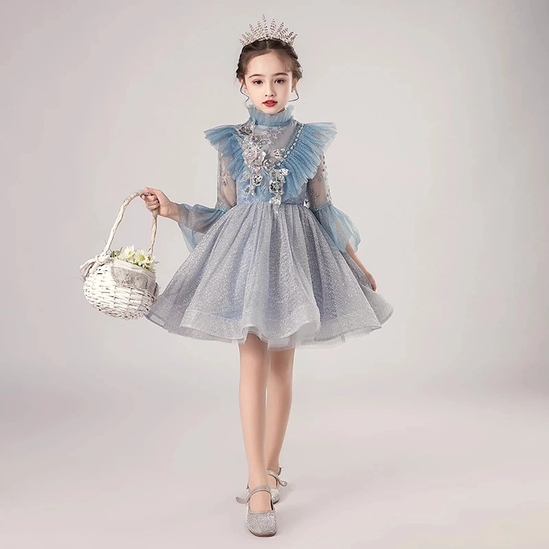 Flower Girl Dresses for Weddings High Collar 3/4 Sleeves Kids Party Communion Gowns Sequined Crystal Appliques Princess Dress
Flower Girl Dresses for Weddings High Collar 3/4 Sleeves Kids Party Communion Gowns Sequined Crystal Appliques Princess Dress