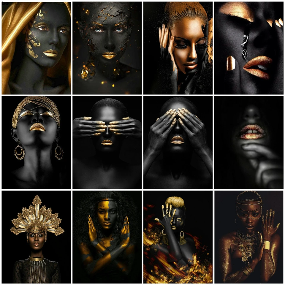 GATYZTORY Diy Paint By Number Black Gold African Woman Oil Painting On Canvas Wall Pictures For Living Room Modern Handmade gift
GATYZTORY Diy Paint By Number Black Gold African Woman Oil Painting On Canvas Wall Pictures For Living Room Modern Handmade gift
