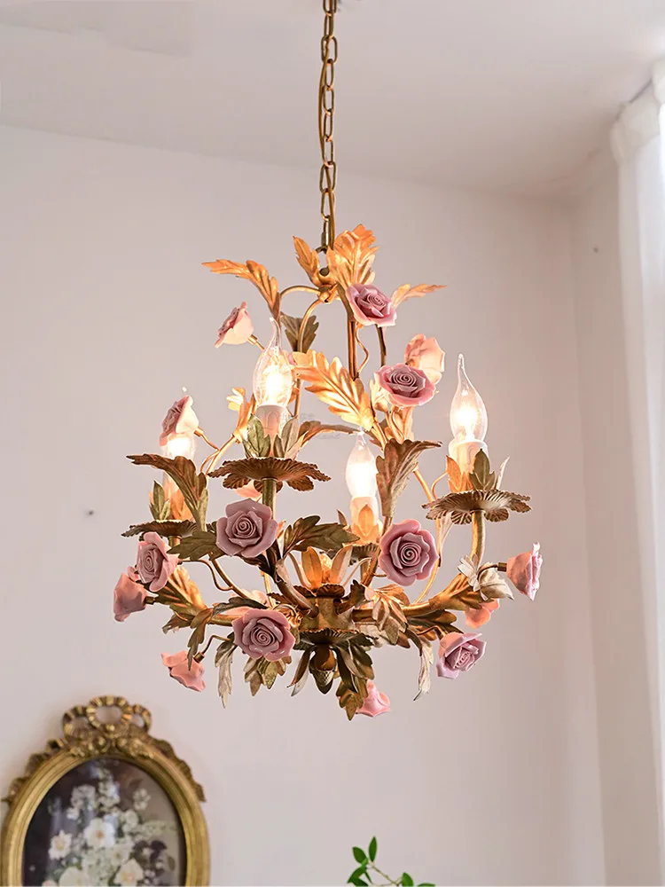French garden restaurant chandelier creative rose living room study candle lamp American retro country bedroom lamp
French garden restaurant chandelier creative rose living room study candle lamp American retro country bedroom lamp