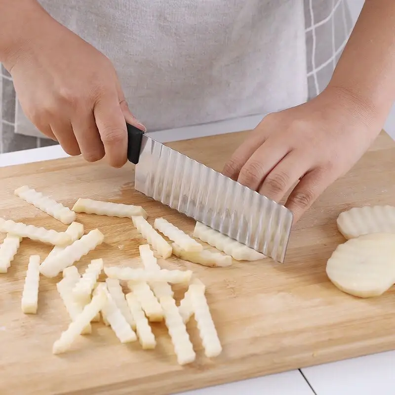 Potato French Fry Cutter Stainless Steel Serrated Blade Slicing Vegetable Fruits Slicer Wave Knife Chopper Kitchen Tools
Potato French Fry Cutter Stainless Steel Serrated Blade Slicing Vegetable Fruits Slicer Wave Knife Chopper Kitchen Tools
