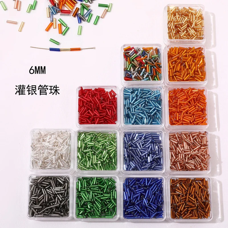 10g Silver 6mm thin tube beads colored glass tube DIY handmade ear jewelry bracelet necklace beaded accessory material
10g Silver 6mm thin tube beads colored glass tube DIY handmade ear jewelry bracelet necklace beaded accessory material
