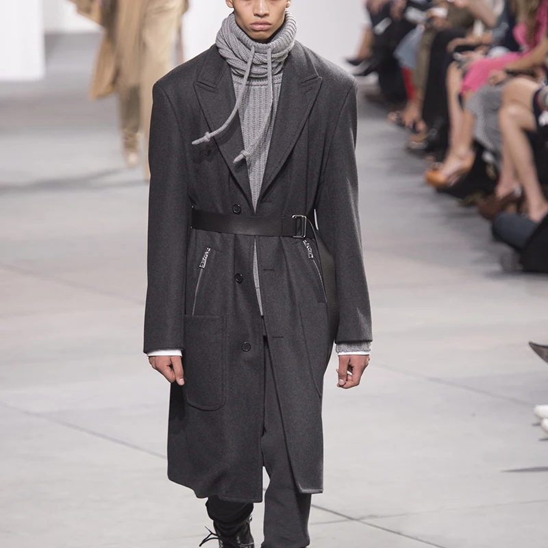 Men's woolen jacket European and American long windbreaker over the knee 2020 autumn and winter solid color slim zipper suit coa 
Men's woolen jacket European and American long windbreaker over the knee 2020 autumn and winter solid color slim zipper suit coa