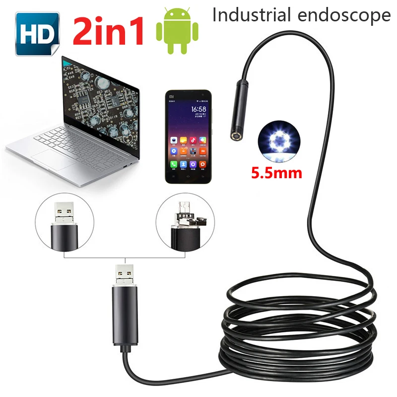 5.5mm Lens Endoscope Android Camera HD Snake Tube Inspection Camera Car Endoscope USB hard cable Camera IP67 Waterproof
5.5mm Lens Endoscope Android Camera HD Snake Tube Inspection Camera Car Endoscope USB hard cable Camera IP67 Waterproof