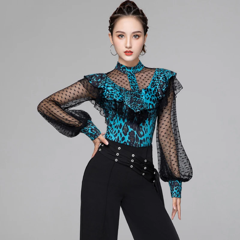 Modern National Standard Dance Costume Female Elegant Lace Long Sleeve Leopard Jumpsuit Latin Dance Tops Samba One-Piece DQL6214
Modern National Standard Dance Costume Female Elegant Lace Long Sleeve Leopard Jumpsuit Latin Dance Tops Samba One-Piece DQL6214