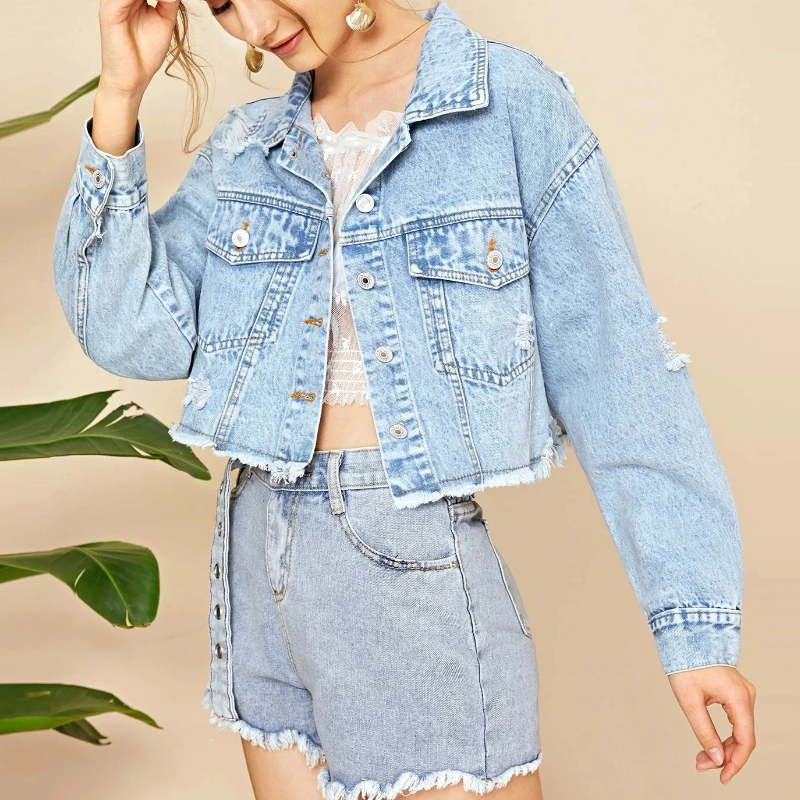 Women's denim jacket 2024 spring new long-sleeved fashion fashion raw edge casual simple trend outer wear denim short jacket
Women's denim jacket 2024 spring new long-sleeved fashion fashion raw edge casual simple trend outer wear denim short jacket