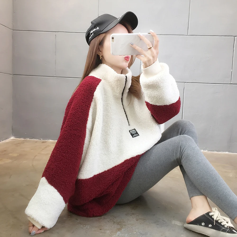 New 2022 Winter Lamb Wool Women Clothes Stand-up Collar Coat Sweatshirt Stitching Color Harajuku Zipper Loose Pullover Female
New 2022 Winter Lamb Wool Women Clothes Stand-up Collar Coat Sweatshirt Stitching Color Harajuku Zipper Loose Pullover Female