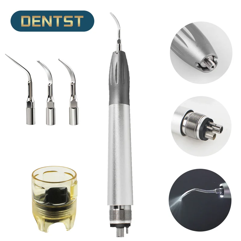 Dentst Dental Ultrasonic Air Scaler with 3 Tips Teeth Cleaning 2/4 Holes Handpiece Whiten Teeth Cleaner Dental Equipment
Dentst Dental Ultrasonic Air Scaler with 3 Tips Teeth Cleaning 2/4 Holes Handpiece Whiten Teeth Cleaner Dental Equipment