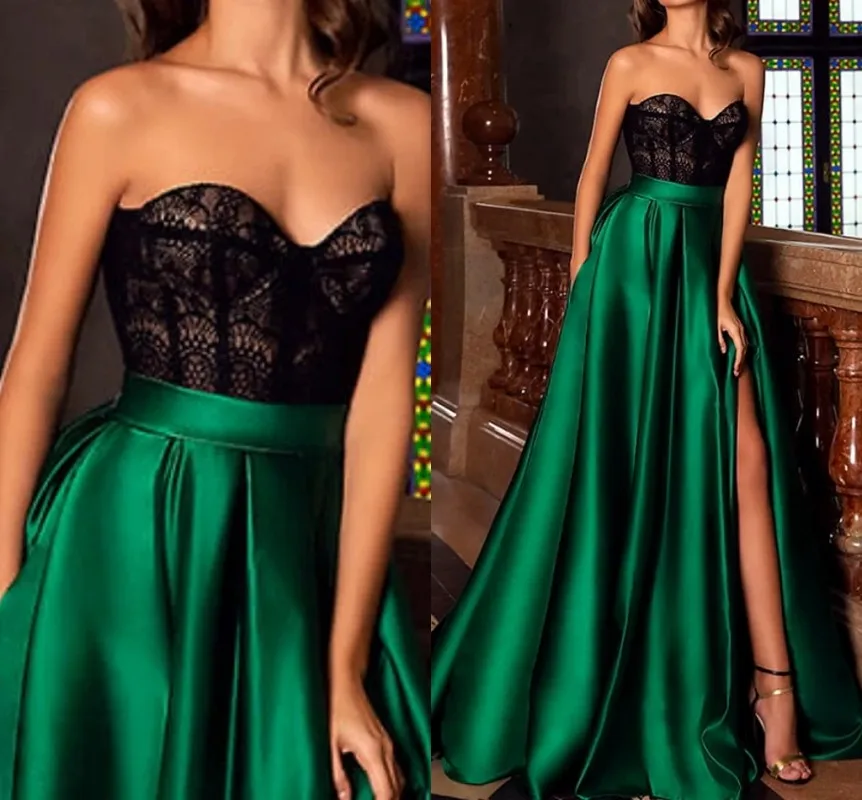 2024 Green Top Lace Formal Evening Dress A-line Sweetheart Split Satin Long Prom Gowns Party Pageant Arabic Wear Vestidos
2024 Green Top Lace Formal Evening Dress A-line Sweetheart Split Satin Long Prom Gowns Party Pageant Arabic Wear Vestidos