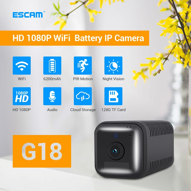 IP-камера ESCAM G18 1080P HD с Wi-Fi и аккумулятором на 6200 мА · ч
IP-камера ESCAM G18 1080P HD с Wi-Fi и аккумулятором на 6200 мА · ч