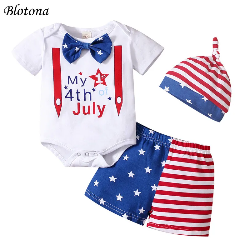 Blotona Baby Boys Independence Day Clothes Set, Letter Print Short Sleeve O-neck Romper Top+Striped Short Pants+Hat 0-18Months
Blotona Baby Boys Independence Day Clothes Set, Letter Print Short Sleeve O-neck Romper Top+Striped Short Pants+Hat 0-18Months
