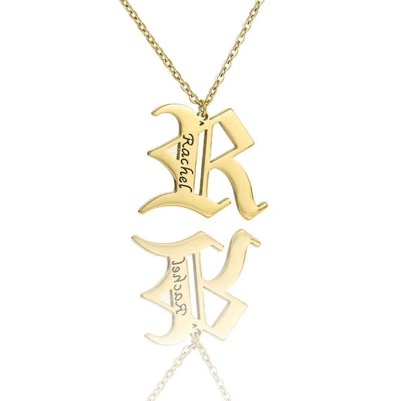 Engrave Quote 925 solid silver Initial Letter Necklace Personalized Fashion Big Size Old English Letter Women Pendnet Necklace
Engrave Quote 925 solid silver Initial Letter Necklace Personalized Fashion Big Size Old English Letter Women Pendnet Necklace