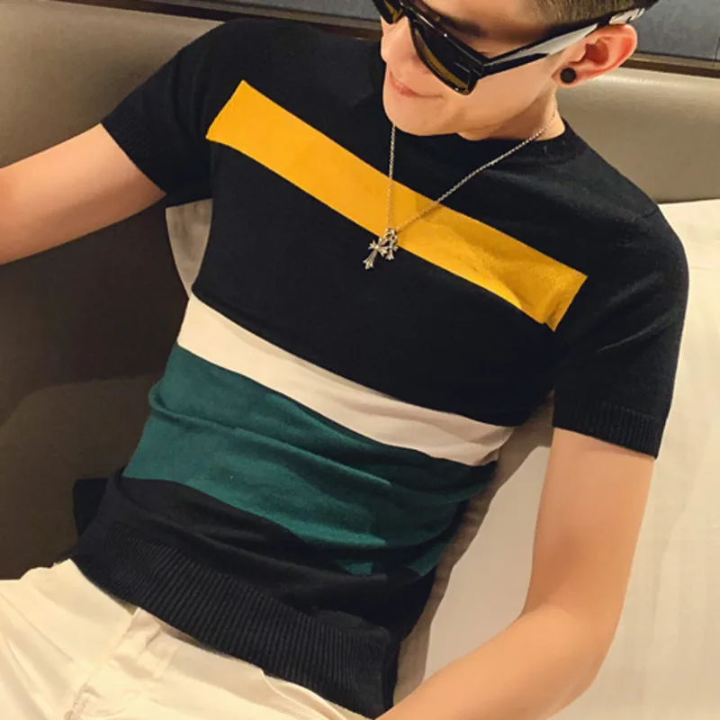 Short Sleeve Knitting T Shirt Dress Male Knitting Tshirt Tee High Quality Streetwear T-shirt Camisetas Hombre Black Round Neck
Short Sleeve Knitting T Shirt Dress Male Knitting Tshirt Tee High Quality Streetwear T-shirt Camisetas Hombre Black Round Neck