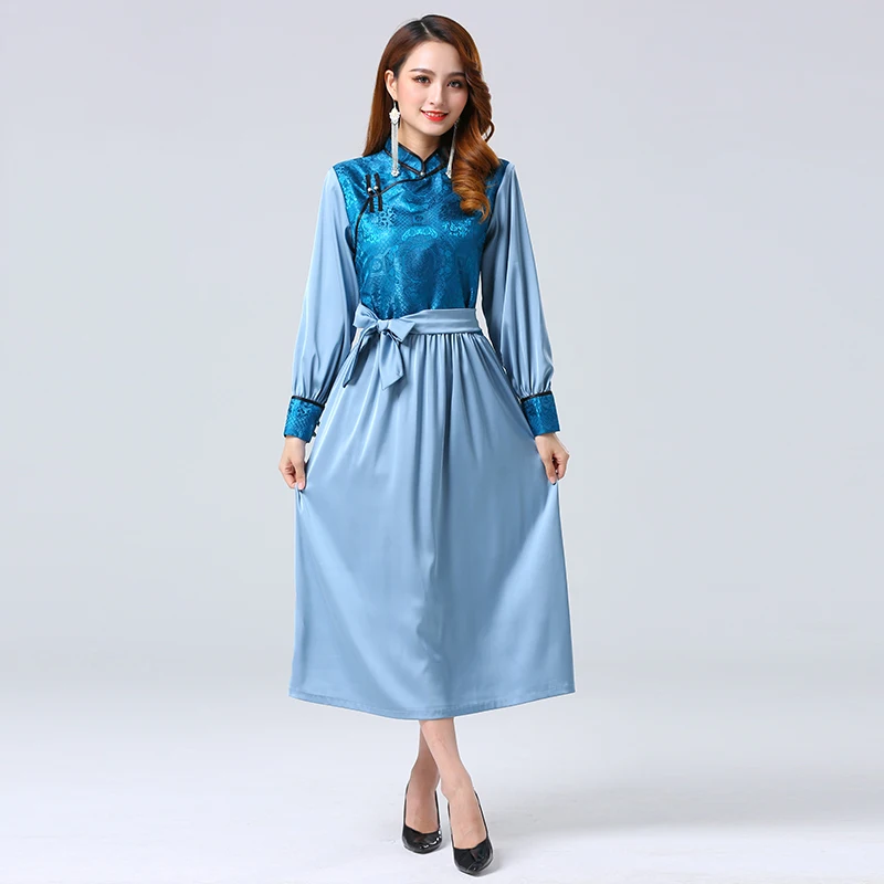 Traditional Women Silk Rayon mongolian robe Vintage cheongsam style dress stage Performance Dance wear asia Costume
Traditional Women Silk Rayon mongolian robe Vintage cheongsam style dress stage Performance Dance wear asia Costume