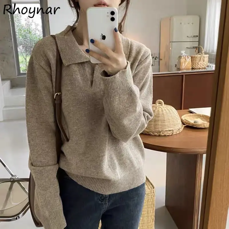 Sweater Pullovers Women Solid Simple Fashion Students Elegant New Loose Chic Autumn Turn-down Collar Soft Daily Ulzzang Clothing
Sweater Pullovers Women Solid Simple Fashion Students Elegant New Loose Chic Autumn Turn-down Collar Soft Daily Ulzzang Clothing
