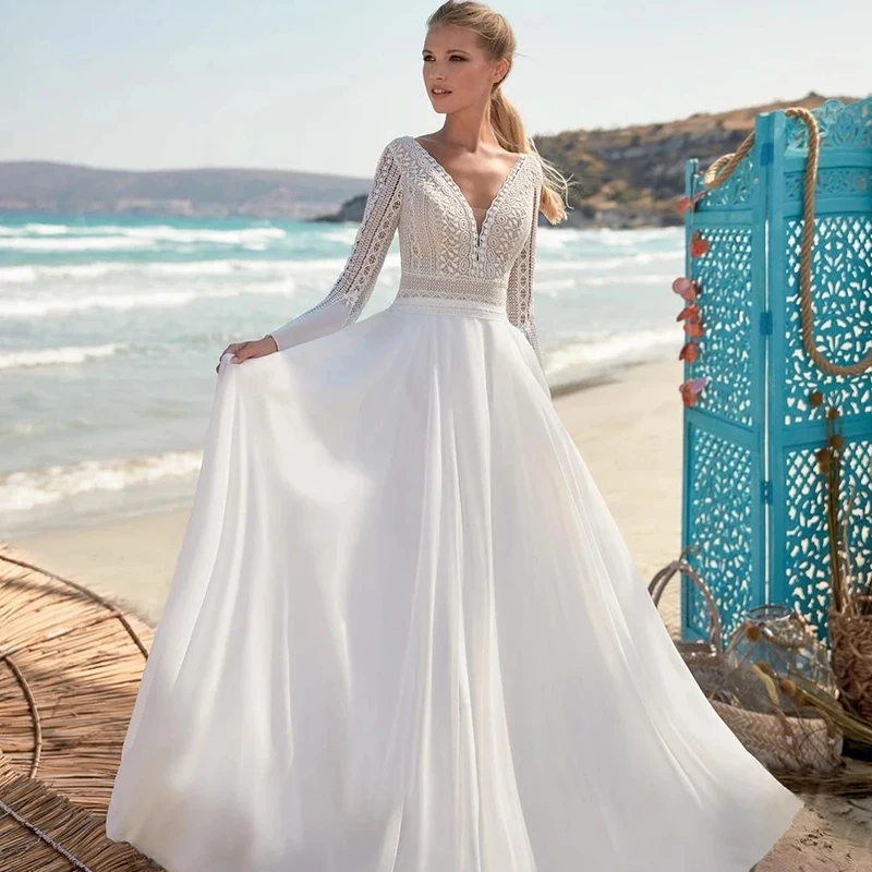 On Sale Summer Boho Lace Bridal Wedding Dresses Long Sleeve V Neckline Gowns Backless White 2023 Beach
On Sale Summer Boho Lace Bridal Wedding Dresses Long Sleeve V Neckline Gowns Backless White 2023 Beach