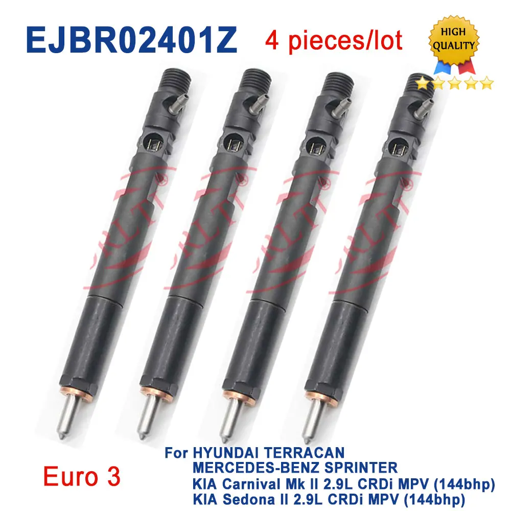 4PCS Fuel Diesel Injector NOZZLE EJBR02401Z EJBR02401D 33801-4X800 33800-4X800 For HYUNDAI TERRACAN / KIA CARNIVAL
4PCS Fuel Diesel Injector NOZZLE EJBR02401Z EJBR02401D 33801-4X800 33800-4X800 For HYUNDAI TERRACAN / KIA CARNIVAL
