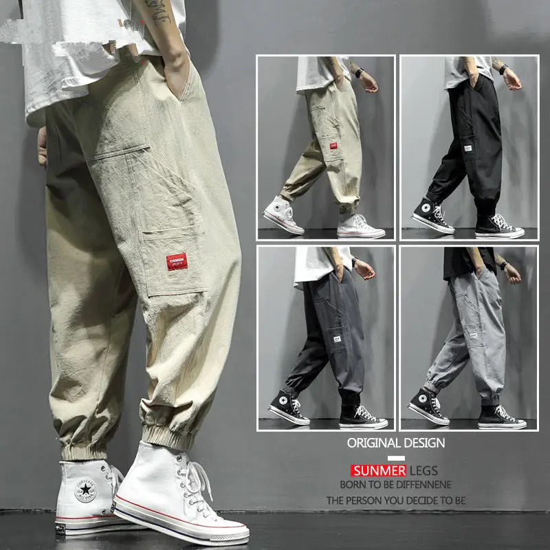 Summer Men's Casual Pants Large Size Loose Linen Korean Style Cropped Pants Men's Trendy Workwear Ankle-Tied Harem Sports Pants
Summer Men's Casual Pants Large Size Loose Linen Korean Style Cropped Pants Men's Trendy Workwear Ankle-Tied Harem Sports Pants