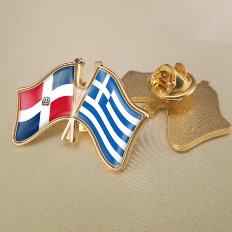 Dominican Republic and Greece Crossed Double Friendship Flags Lapel Pins Brooch Badges
Dominican Republic and Greece Crossed Double Friendship Flags Lapel Pins Brooch Badges