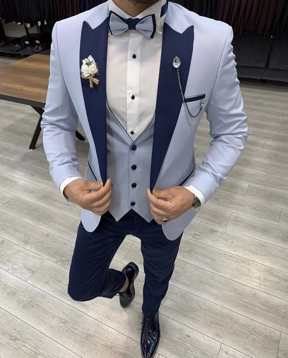 Light Blue Wedding Tuxedos Suits Slim Fit Bridegroom Party For Men 3 Pieces Groomsmen Formal Groom Suit Outfits Jacket+Vest+Pant
Light Blue Wedding Tuxedos Suits Slim Fit Bridegroom Party For Men 3 Pieces Groomsmen Formal Groom Suit Outfits Jacket+Vest+Pant