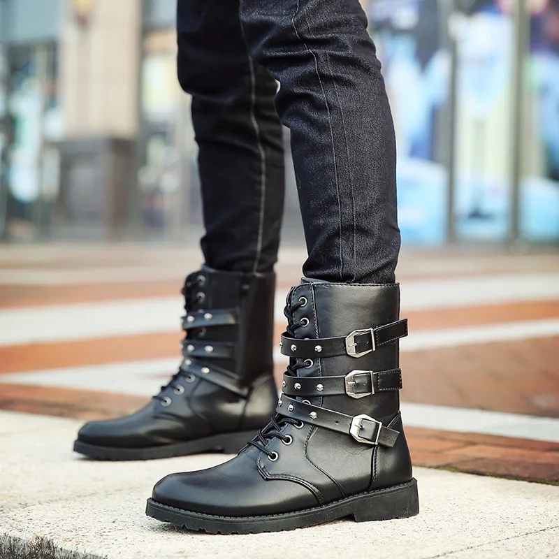 Men Boots Pu Leather Men Rivet Shoes Mid-Calf Boots Male Low Heels Men Boots Size Yhjn89
Men Boots Pu Leather Men Rivet Shoes Mid-Calf Boots Male Low Heels Men Boots Size Yhjn89