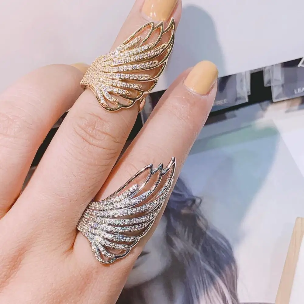HIBRIDE Wing Feather Design Long Full Finger Luxury Cubic Zircon Women Wedding Engagement Party Wrap Ring Jewelry Bijoux R-172
HIBRIDE Wing Feather Design Long Full Finger Luxury Cubic Zircon Women Wedding Engagement Party Wrap Ring Jewelry Bijoux R-172