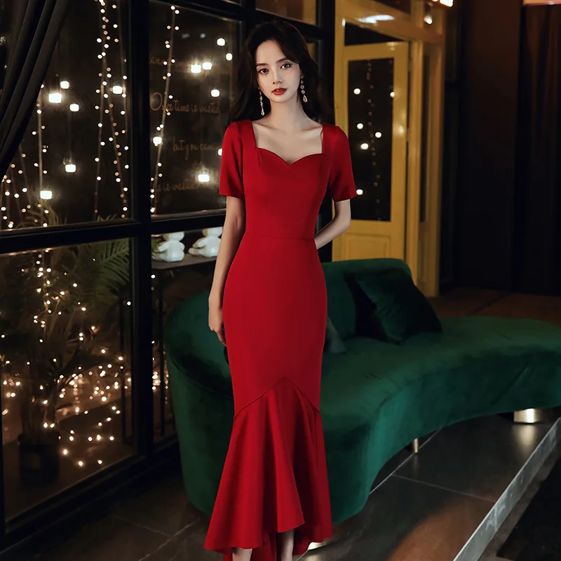 Women's Elegant Burgundy Evening Party Formal Long Dress Fashionable Luxury Fishtail Toast Dress Prom Party Gown Robe Size
Women's Elegant Burgundy Evening Party Formal Long Dress Fashionable Luxury Fishtail Toast Dress Prom Party Gown Robe Size