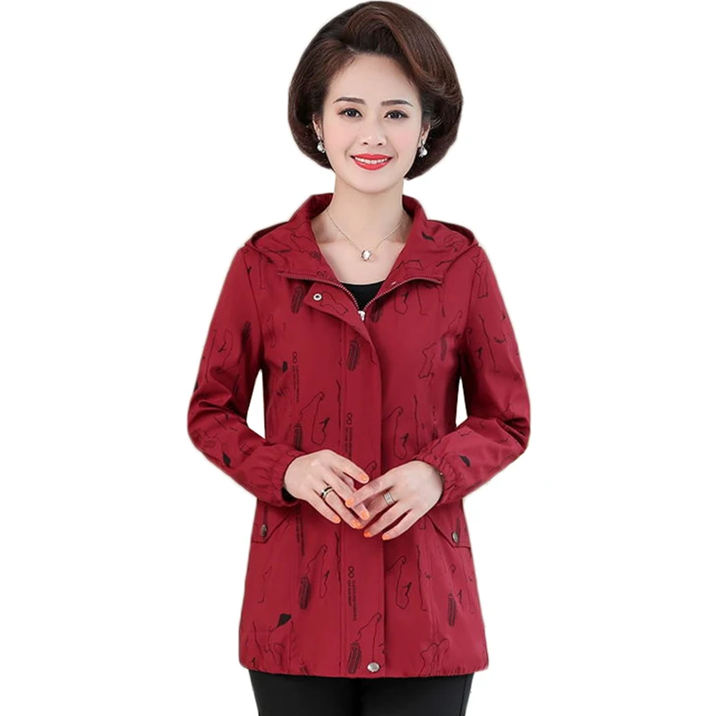 2022 Middle-Aged Spring Autumn Windbreaker Female Print Hooded Collar Trench Coat Women Overcoat Coat Elegant Female Outerwear
2022 Middle-Aged Spring Autumn Windbreaker Female Print Hooded Collar Trench Coat Women Overcoat Coat Elegant Female Outerwear