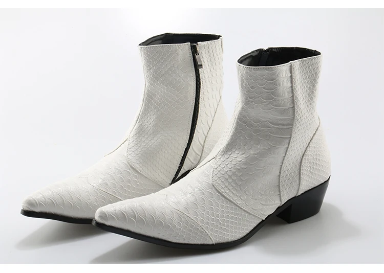 Mens Brown White Ankle Boots Embossed Genuine Leather Python Skin Dress Boots Spring High Flat Boots New Mens Wedding Shoes
Mens Brown White Ankle Boots Embossed Genuine Leather Python Skin Dress Boots Spring High Flat Boots New Mens Wedding Shoes