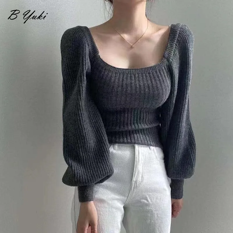 Blessyuki Korean Retro All-match Solid Square Collar Knitted Pullover Sweater Women Oversized Casual Elegant Jumper Female New
Blessyuki Korean Retro All-match Solid Square Collar Knitted Pullover Sweater Women Oversized Casual Elegant Jumper Female New