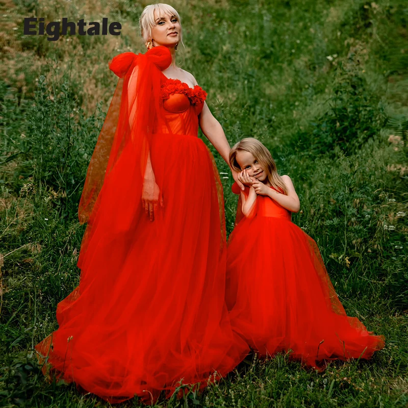 Eightale Motther and daughter Prom Dresses 2021 Strapless Flowers A-Line Boning Red Evening Gown Tulle Celebrity Party Dress
Eightale Motther and daughter Prom Dresses 2021 Strapless Flowers A-Line Boning Red Evening Gown Tulle Celebrity Party Dress
