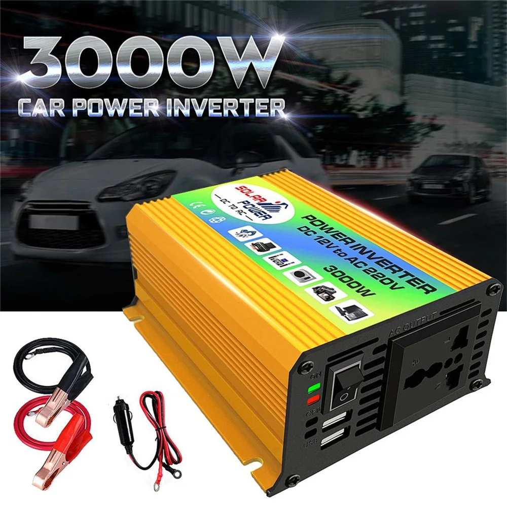 USB charge 3000W DC 12V to AC 220V Portable Car Power Inverter Charger Converter Adapter DC 12 to AC 220 Modified Sine Wave
USB charge 3000W DC 12V to AC 220V Portable Car Power Inverter Charger Converter Adapter DC 12 to AC 220 Modified Sine Wave