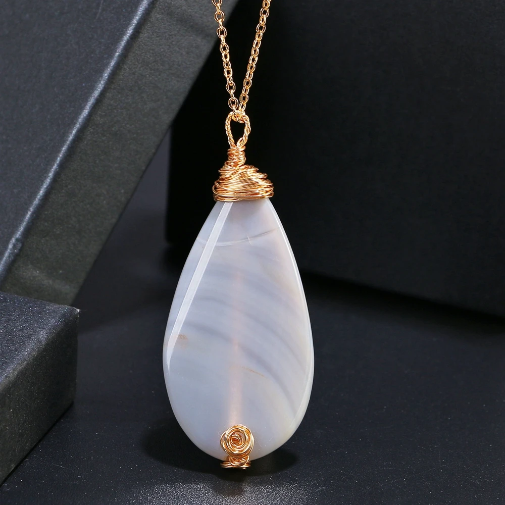 ShinyGem Baroque Natural Agate Pendant Necklace 14K Electroplated Gold Wire Handmade Striped For Women
ShinyGem Baroque Natural Agate Pendant Necklace 14K Electroplated Gold Wire Handmade Striped For Women