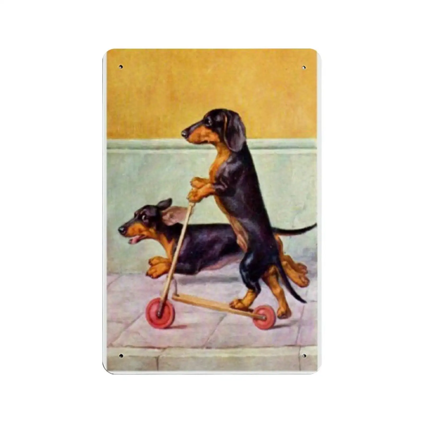 Dachshund On Scooter Retro Metal Tin Signs Funny Garage Plaque Wall Decoration for Bars Restaurants Cafes
Dachshund On Scooter Retro Metal Tin Signs Funny Garage Plaque Wall Decoration for Bars Restaurants Cafes